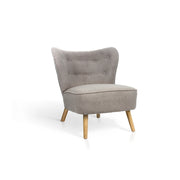Poltrona Hispanohogar tessuto bouclé grigio con gambe Hispanohogar legno 78x72x80