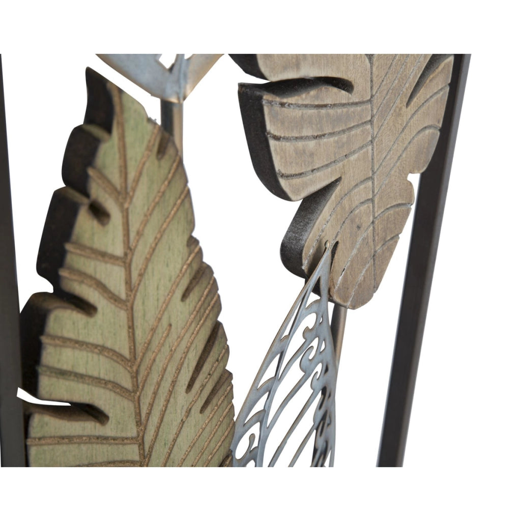 Decorazione in Metallo 3D Foglia 52, Oro, Metallo, 30,5x2,5x99,5 cm