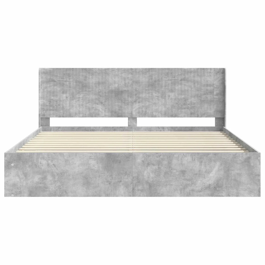 Struttura del letto con stoccaggio e testata Grigio Cemento