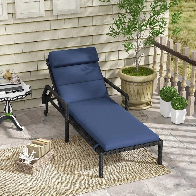 CUSCINO PER SDRAIO E LETTINO PRENDISOLE IN TESSUTO CON LACCI DI FISSAGGIO BLU SCURO 196X 63 CM