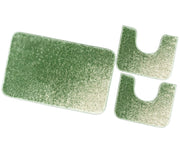 Tappeto Bagno Camera Scendiletto Doccia Vasca Antiscivolo Assorbente Shaggy Soffice IBISCO A Parure 3 Pezzi - Verde