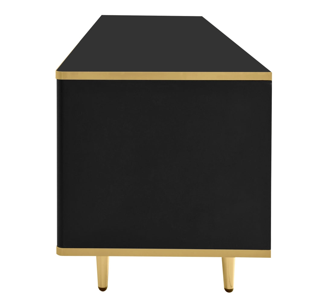 Mobile porta TV con 2 cassetti e ante; MDF e truciolare; 170 cm; nero e oro