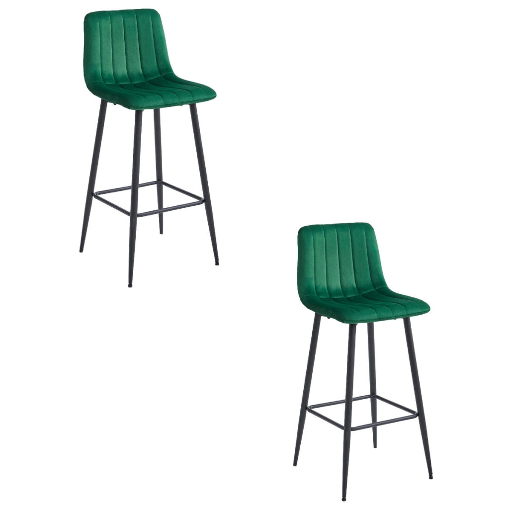 Set di 2 Sgabelli Bar Pozza in Velluto Verde Bosco