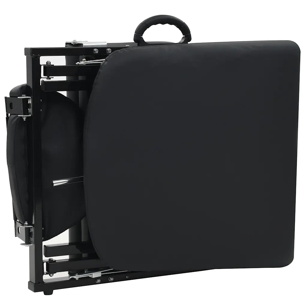 Lettino da Massaggio Portatile in Similpelle 185x78x76 cm Nero 110160