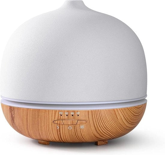 Diffusore di Aria Ceramico 500ml Premium Ultrasuoni con Timer e 10 colori LED - Senza BPA Bianco per Camera da Letto e Salotto