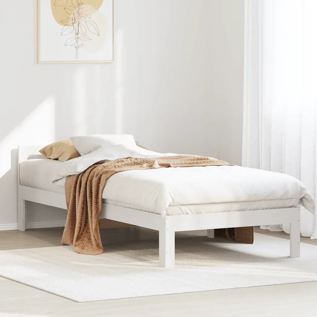 Giroletto senza Materasso Bianco 90x200 cm Legno Massello Pino 859233