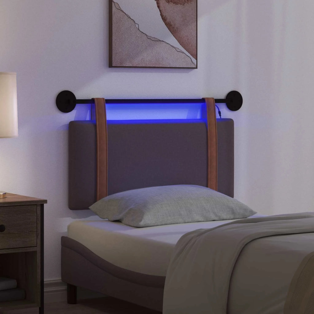 Testiera | Testata sospesa Con luce LED Marrone Scuro PU Antico
