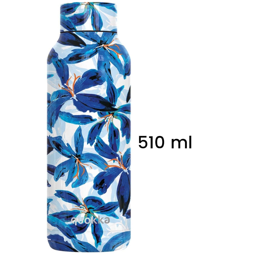 Bottiglia Termica 510 ml a Doppia Parete con Decorazione Floreale Hibiscus Turchese Quokka