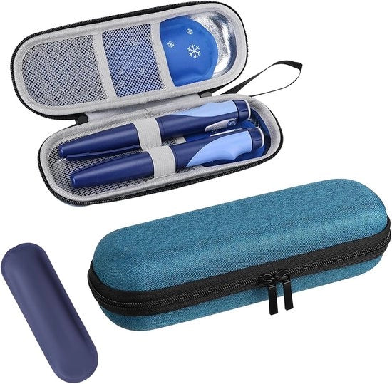 Casella di Raffreddamento per Viaggio per Diabetici Organizza Zaino Isolante per Medicinali con 2 Pacchi di Ghiaccio Borsa Medica Blu