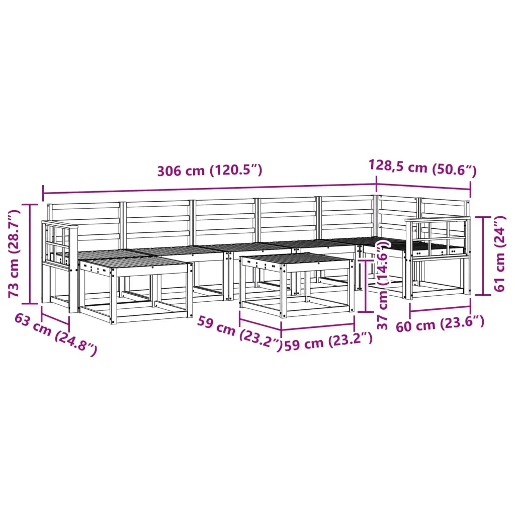 Set di divani da esterno 8 pcs Bianco Legno di Acacia Massello 3387988