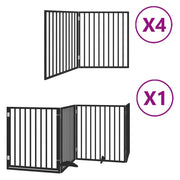Cancelletto di sicurezza per animali domestici porta pieghevole 12 pannelli legno di pioppo nero 02_0023187