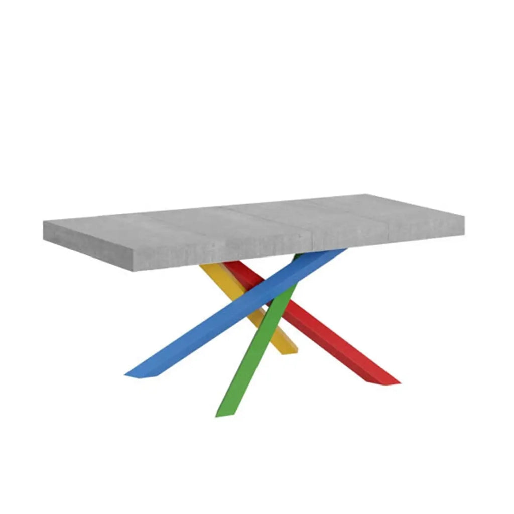 Tavolo allungabile 130/234x90 cm Volantis Premium colore cemento gambe multicolore 4/B