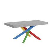Tavolo allungabile 130/234x90 cm Volantis Premium colore cemento gambe multicolore 4/B