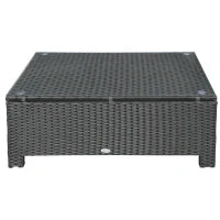 Ousunny Tavolino da Esterni in Rattan PE con Piano in Vetro Temperato, 85x50x39cm, Nero