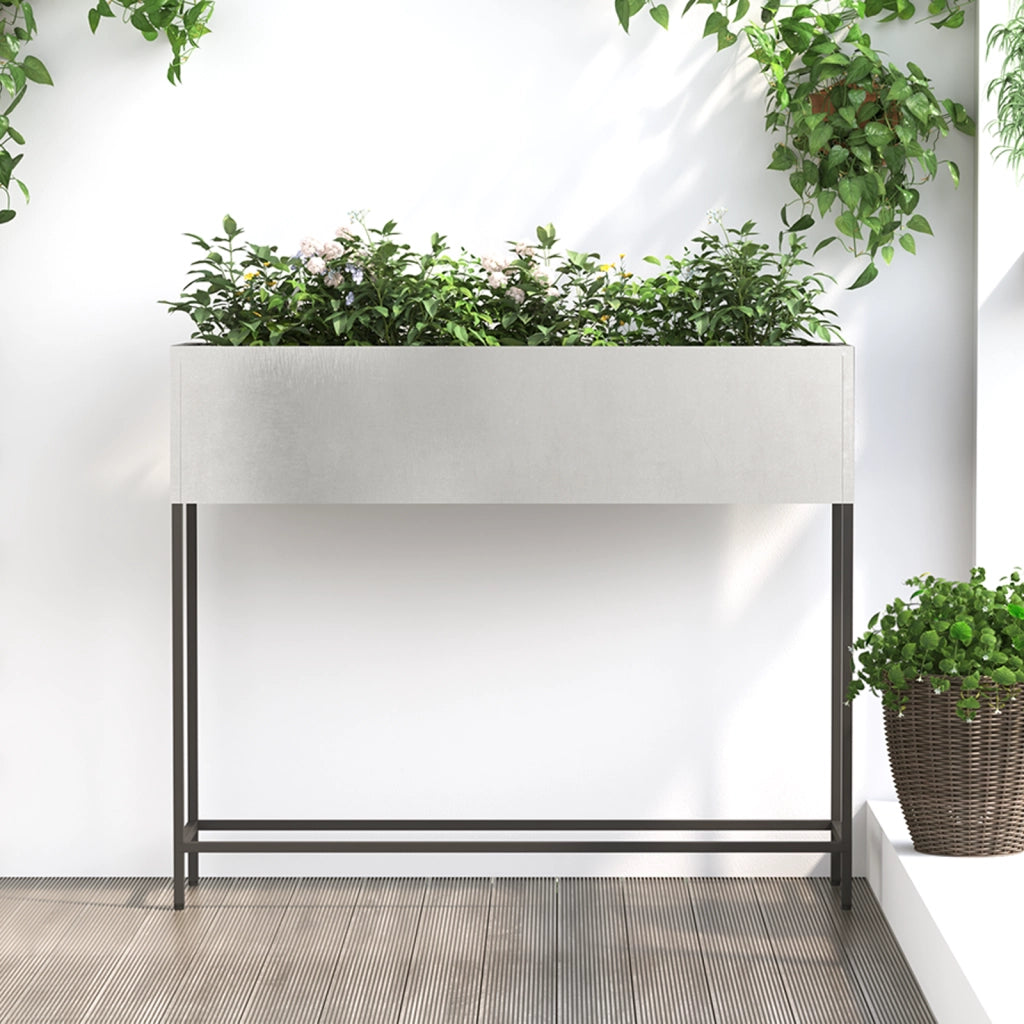 Pianter da Giardino Rialzato 100x26x82 cm in Acciaio Inossidabile