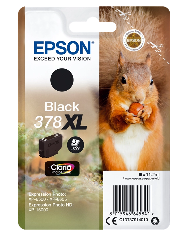 Epson Squirrel Singlepack Black 378XL Claria Photo HD Ink