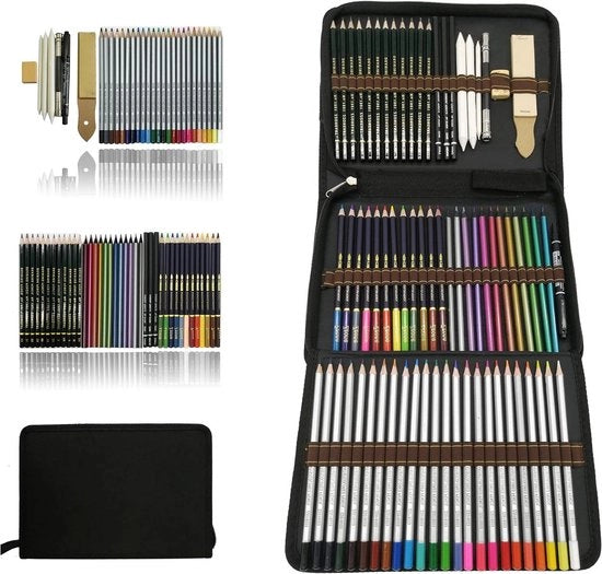 Set di pastelli colorati per disegno per principianti e studenti.