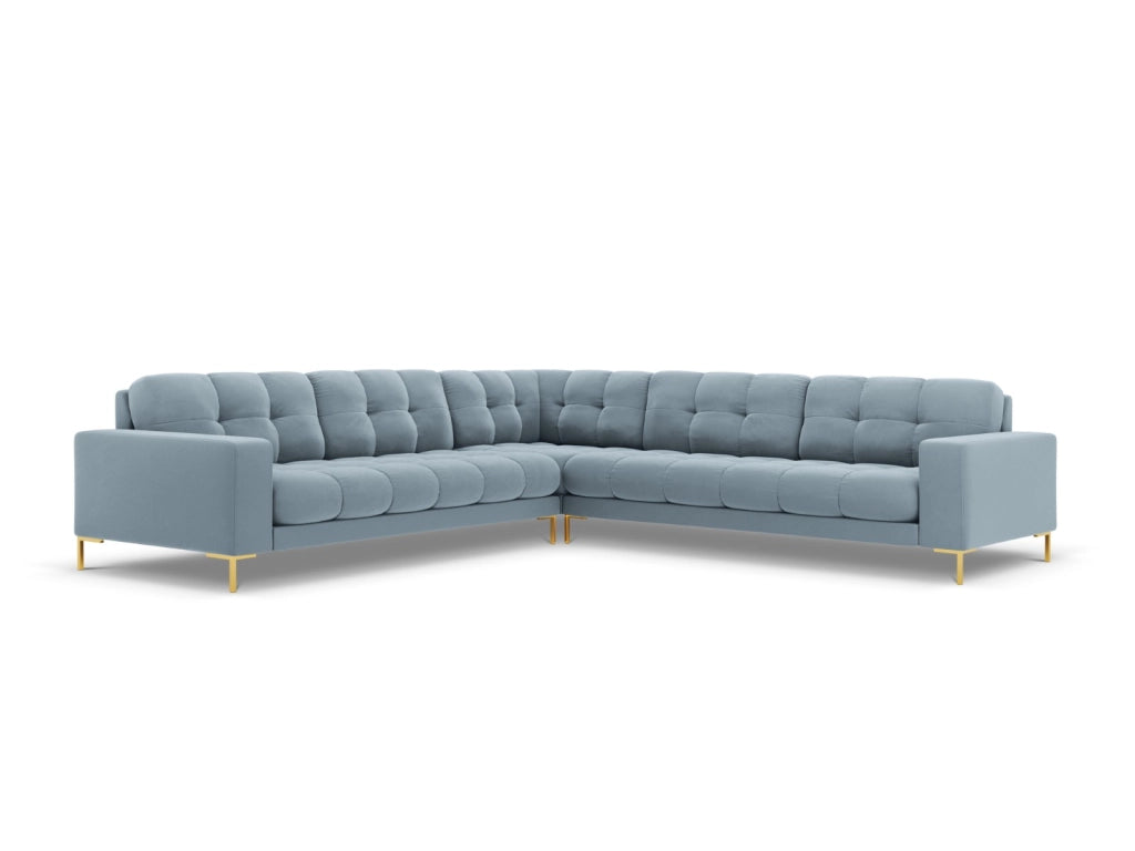 Cosmopolitan Design - Divano angolare reversibile "Bali" 6 posti in velluto azzurro 