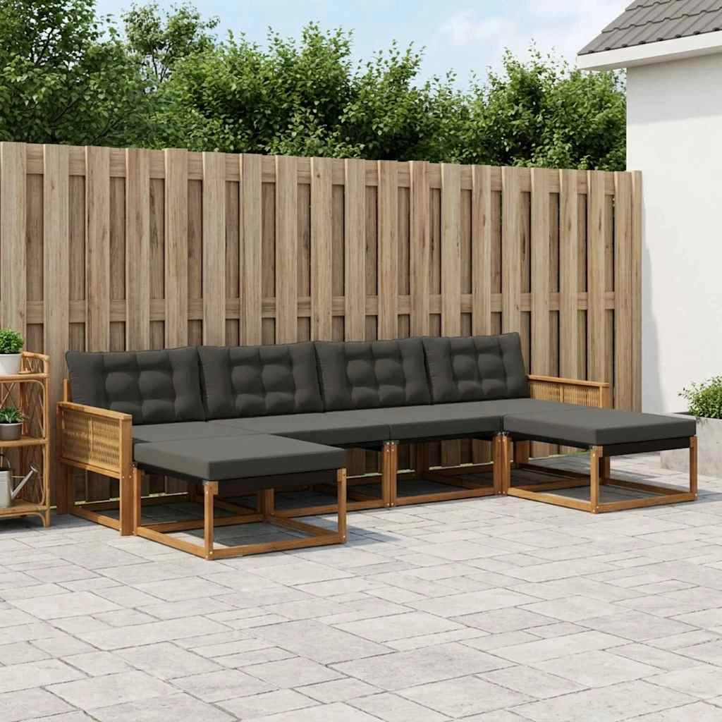 Set di divani da esterno 6 pz Naturale e Nero 3381604