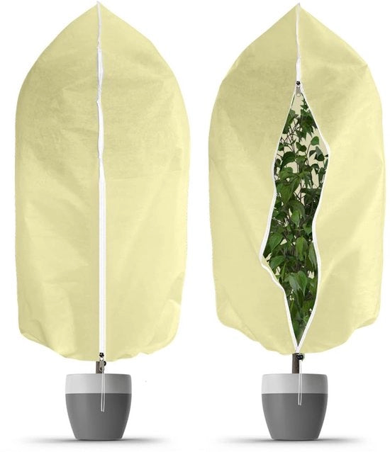 Copertura invernale per piante 2 pezzi 120 x 180cm copertura per piante 60g/m² con cerniera corda di tiraggio, protezione per piante in inverno per palme da appartamento piante di balcone