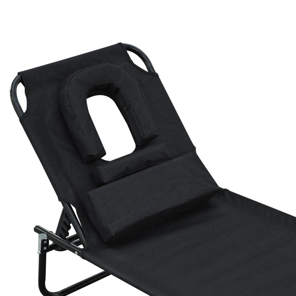 Poltrona da giardino reclinabile con poggiapiedi ¨C zephmum ¨C nero 190x56x28 cm