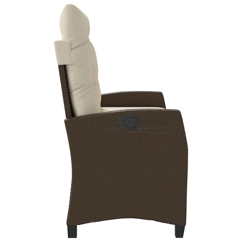 Panca Reclinabile da Giardino con Cuscini Marrone in Polyrattan 368227