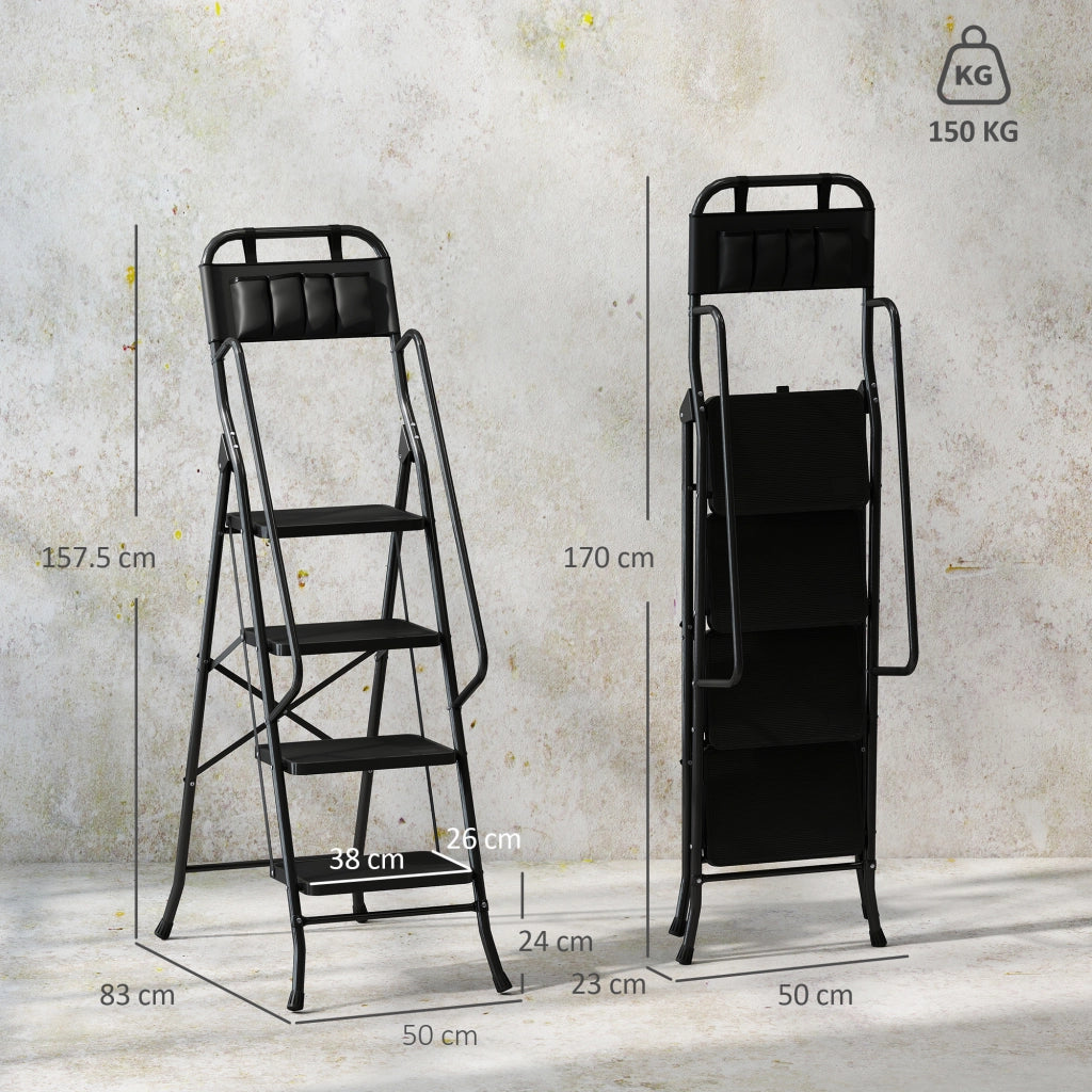 Scala a Libretto 4 Gradini con Borsa Attrezzi ¨C Minimal ¨C Nero