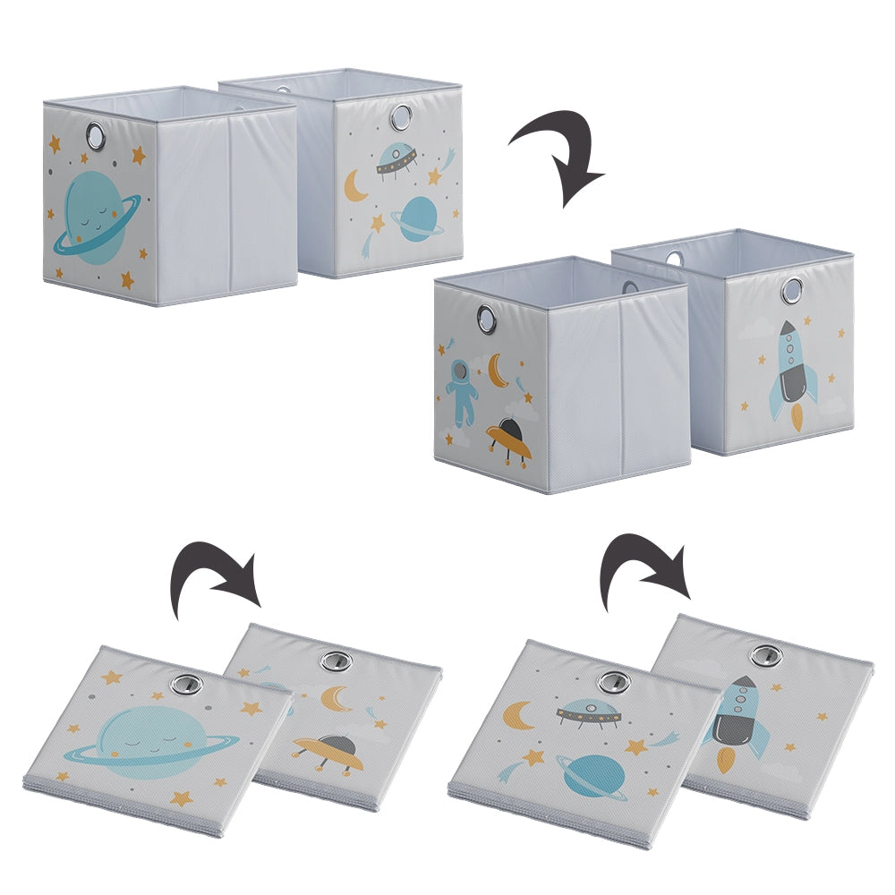 Vicco Scatola pieghevole Grigio (spazio) 30 x 30 cm (motivo spaziale)