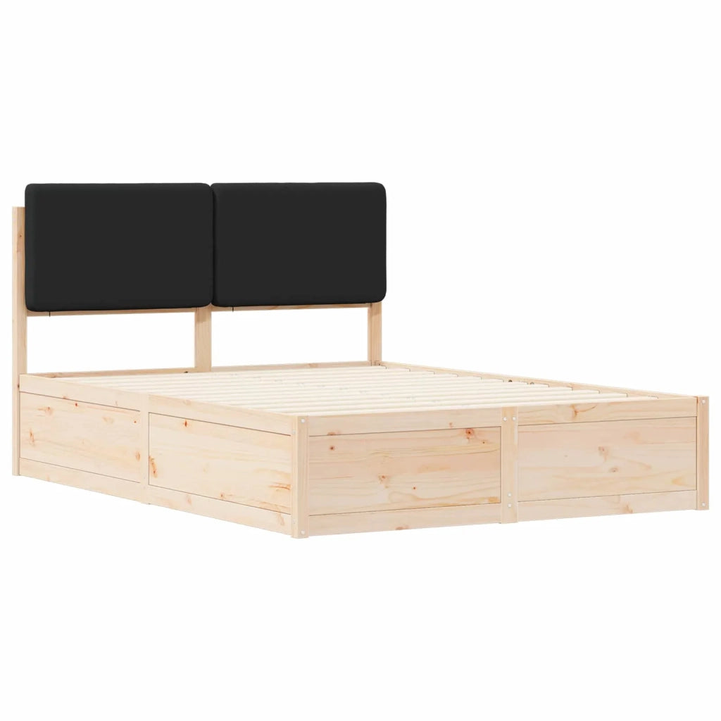 Letto con Testiera Rivestita Nero 135 x 190 cm Pino massello 3398171