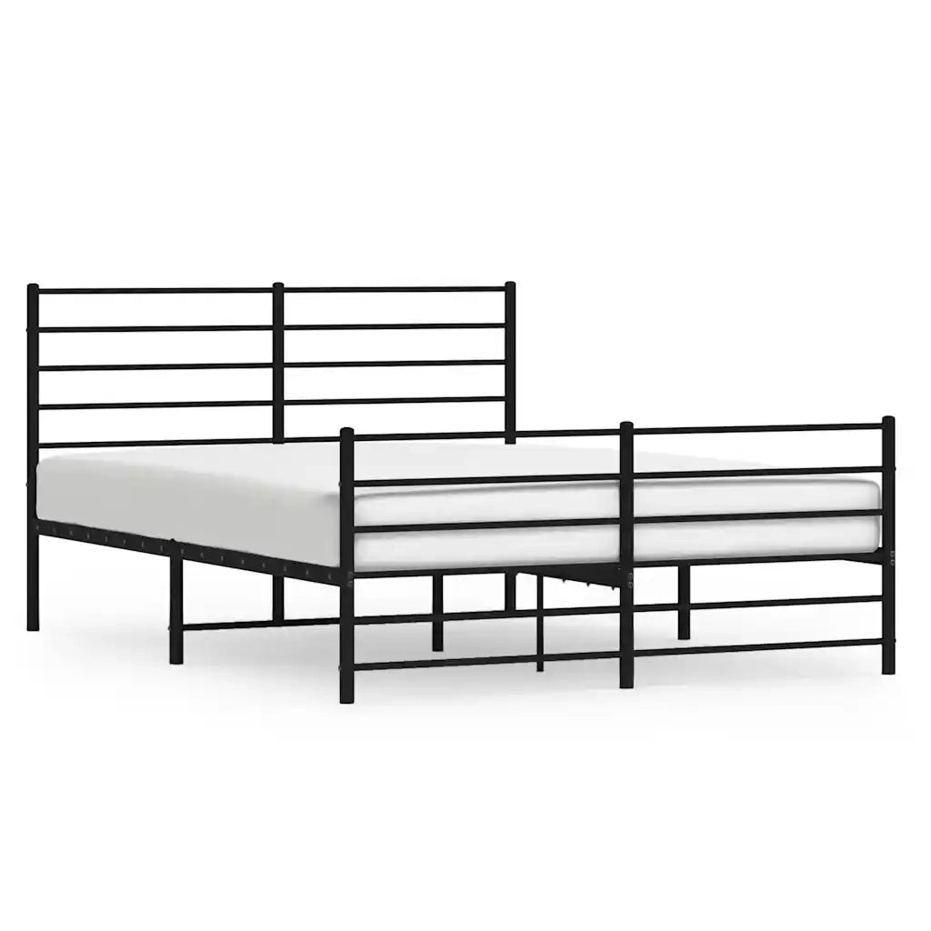 Giroletto con Testiera e Pediera Metallo Nero 120x200 cm 352335