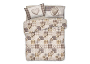 Copripiumino Linea Pensieri Delicati In 100% Cotone Disegno Love Mountain - Matrimoniale - Beige