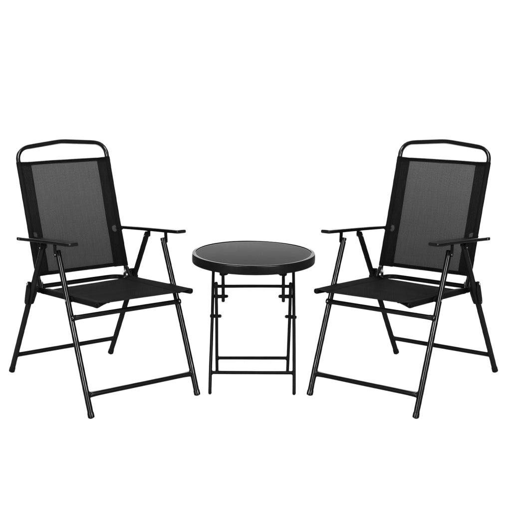 Set da Giardino 3 Pezzi con 2 Sedie 53.5x64x93 cm e Tavolino da Caff¨¨ ?45x50 cm, in Metallo, Nero