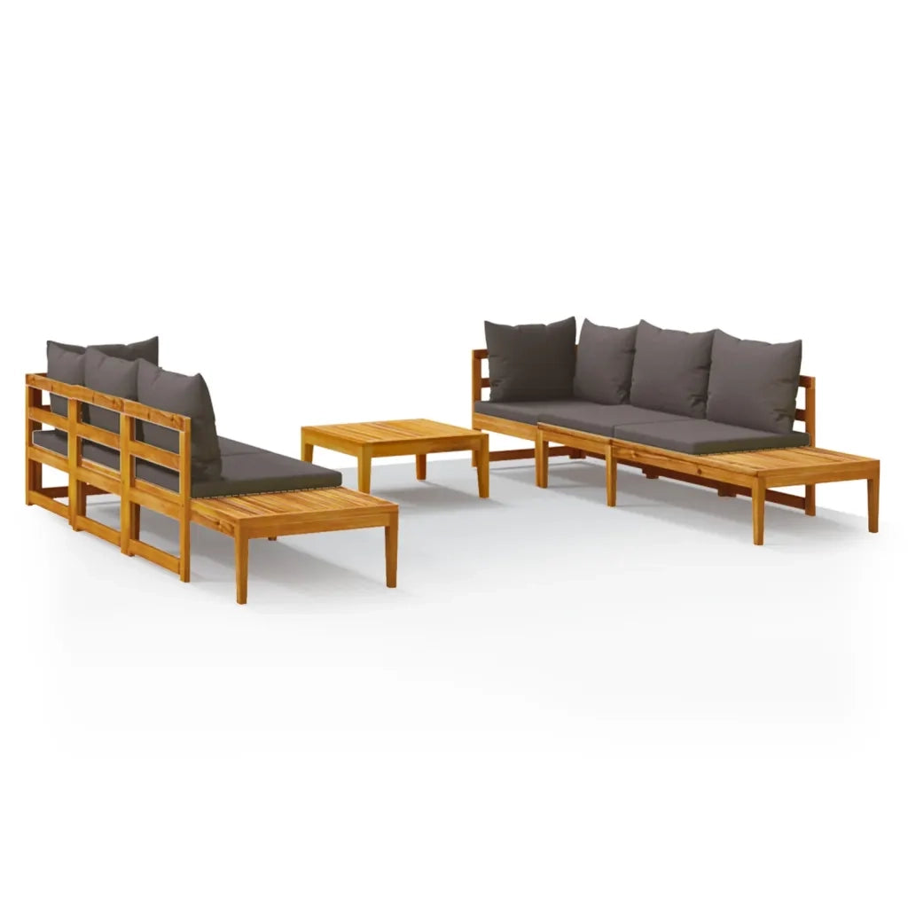 Set Divani Giardino 5 pz con Cuscini Grigio Scuro Legno Acacia 3087275