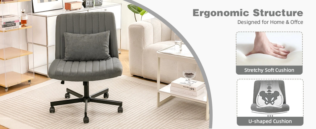 SEDIA DA UFFICIO Girevole Regolabile in Altezza senza Braccioli 66x28x57 cm Tessuto Grigio Scuro