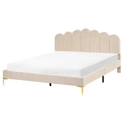 Letto matrimoniale 160 x 200 cm velluto Gambe in metallo beige con testiera e base a doghe