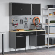 Mobile da lavoro 10 pcs Nero Legno ingegnerizzato e acciaio 3321452
