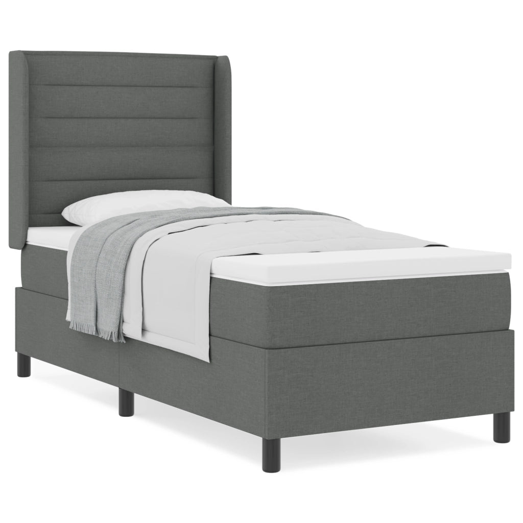 Letto con Box Spring e Materasso Grigio Scuro 90x190 cm Tessuto