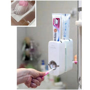 Trade Shop - Dispenser Erogatore Dentifricio Automatico Dosatore Con Porta Spazzolini Adesivo -
