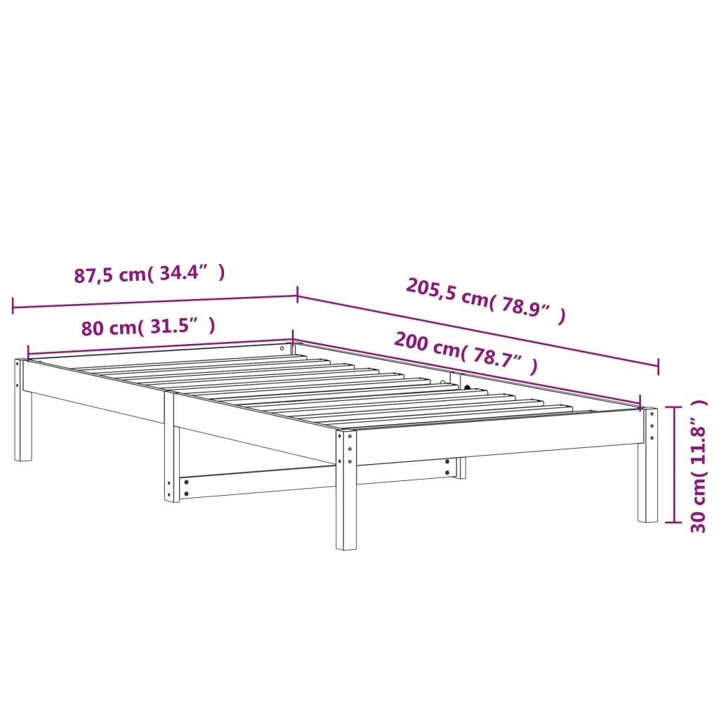 Dormeuse senza Materasso Marrone Cera 80x200 cm Legno di Pino