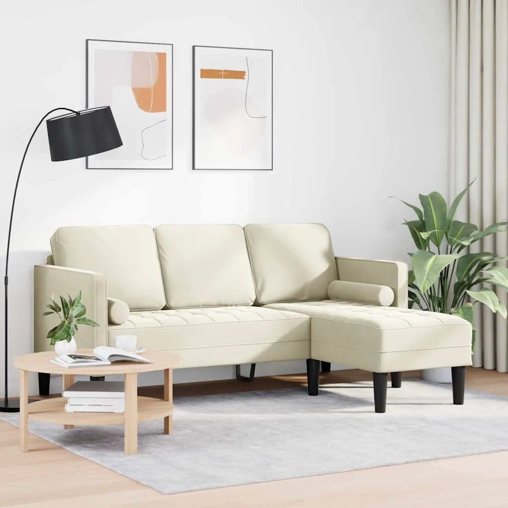 Set di Divano | Divano da soggiorno | Sofa con cuscino Crema Poliestere