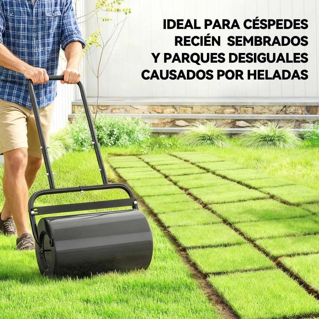 Rullo Compressore da Giardino 38L - Xylo - Riempimento Acqua o Sabbia, Maniglia a U, Nero