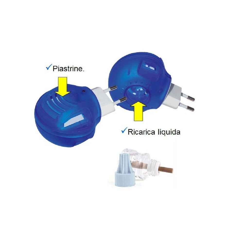 Trade Shop - Presa Fornello Elettrico Antizanzare Ricarica Liquida O Piastrina + Ricarica Liquida + Piastrine -