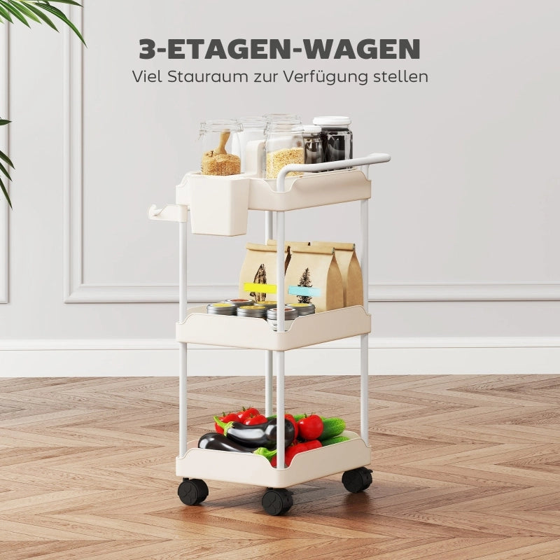 CARRELLO PORTAOGGETTI con 3 cesti 42 x 42,5 x 76 cm metallo bianco