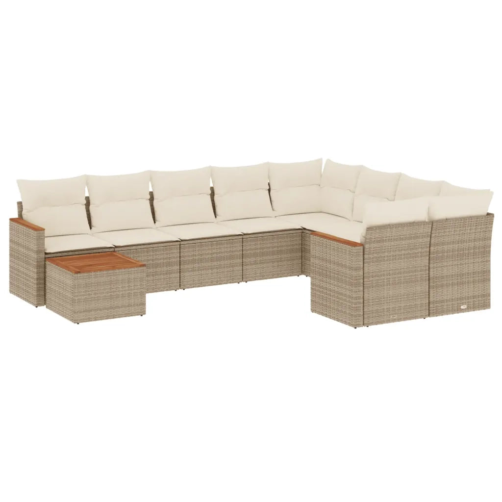Set Divano da Giardino 10 pz con Cuscini Beige in Polyrattancod mxl 89104