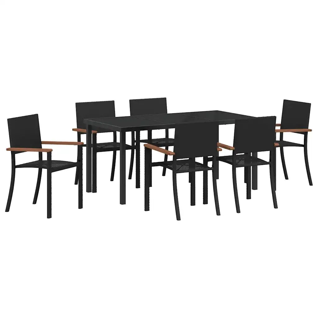 Set da Pranzo per Giardino 7 pcs Nero 3379419