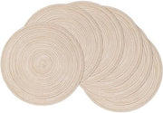 Set di 6 tovagliette, cotone, rotondi, intrecciati, lavabili, grigi, rotondi, lavabili, termoresistenti, per matrimonio, festa, cucina, decorazione, 38 cm (Beige)