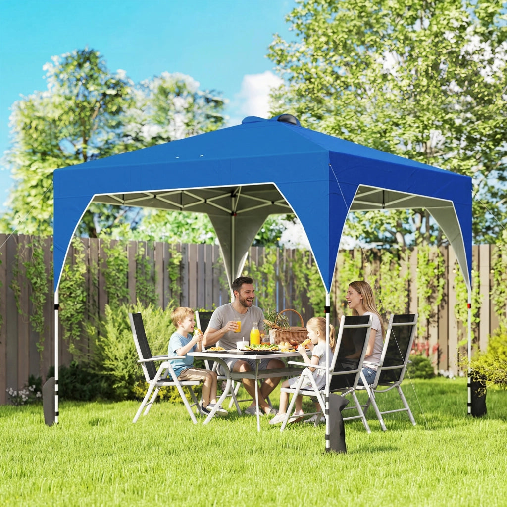 Carpa da Giardino Pieghevole 3x3 m ¨C zephmum ¨C Blu con Blocco Centrale, Altezza Regolabile, Borsa con Ruote