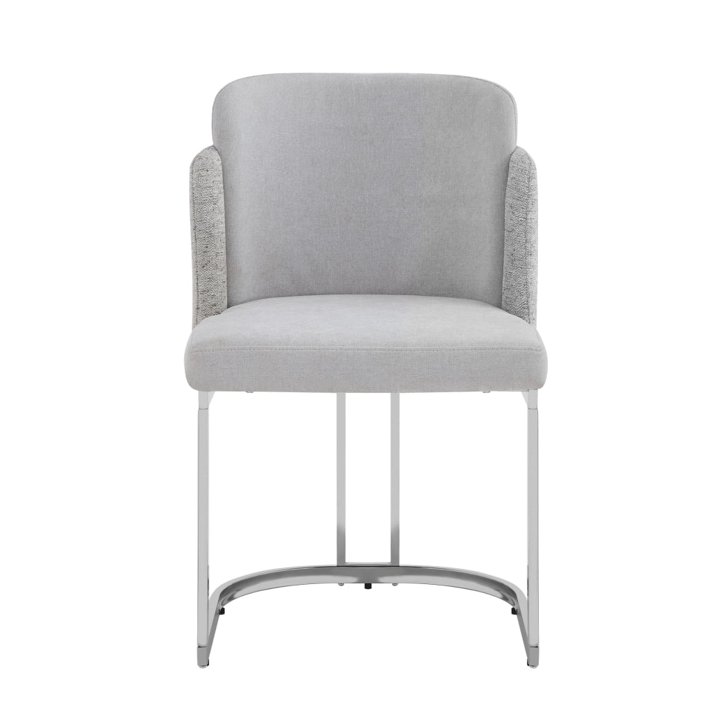Set di 2 sedie da pranzo 61.49x59x54 cm con doppio schienale; gambe in metallo; chenille grigio argento