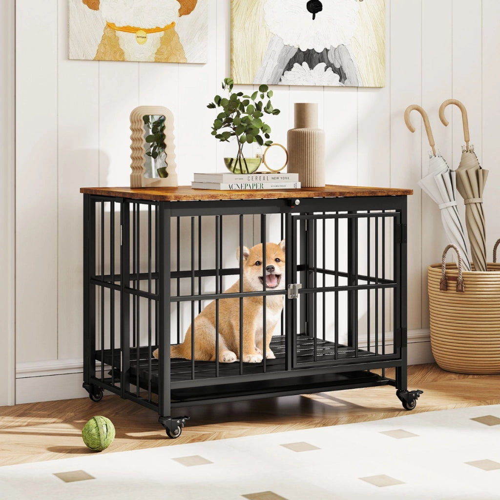 Cuccia pieghevole per cani con vassoio rimovibile per razze piccole, Cuccia tavolino decorativo da interno-Casette e lettini