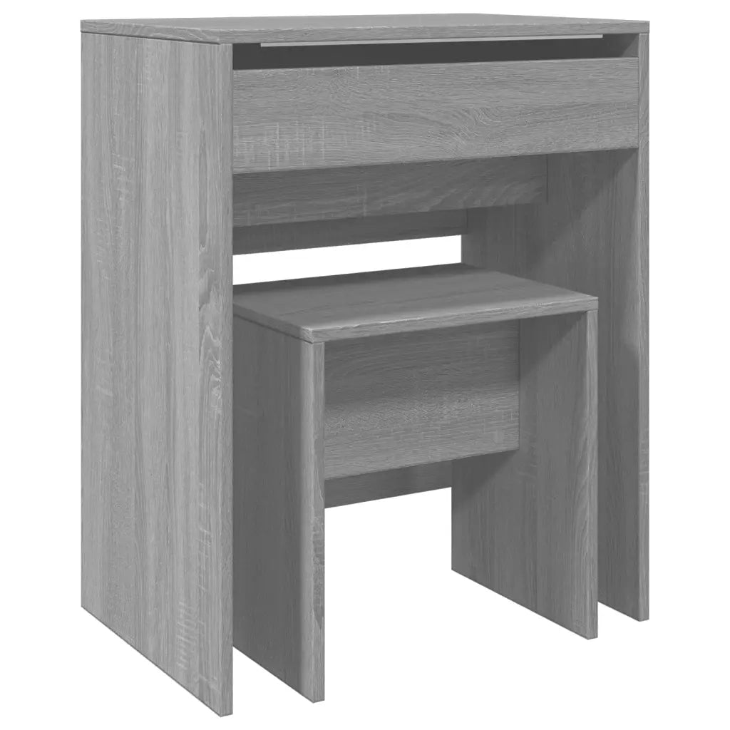 vidaXL Toeletta e Sgabello Grigio Sonoma 60x40x113,5 cm